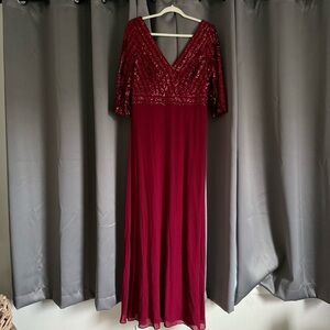 Elegant Burgundy Evening Gown
